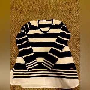 Calvin Klein Black and White Striped Sweater